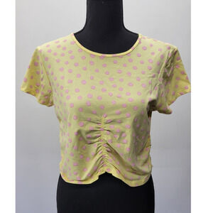BP. Yellow & Pink Floral Bud Crop Top Size XL